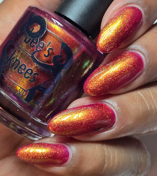 Image provided for Bee's Knees by a paid swatcher featuring the nail polish " The Bar is in Hell "