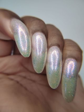 Image provided for Bee's Knees by a paid swatcher featuring the nail polish " Fair Winter Lady "
