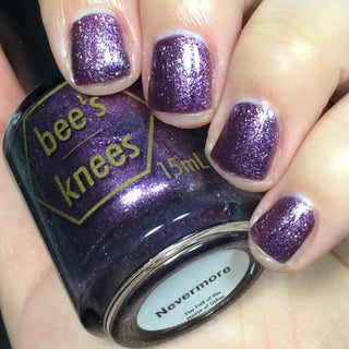 Image provided for Bee's Knees by a paid swatcher featuring the nail polish " Nevermore "