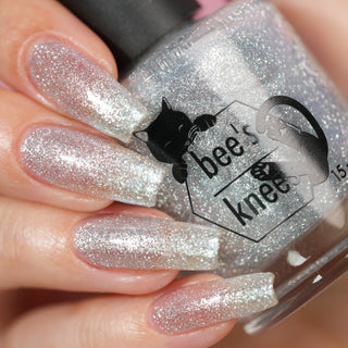 Image provided for Bee's Knees by a paid swatcher featuring the nail polish " Hold Your Unicorns "
