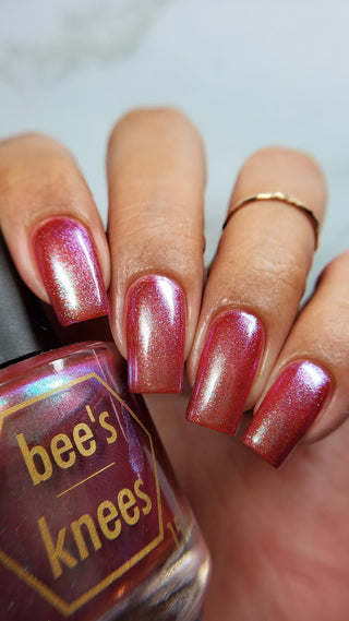 Image provided for Bee's Knees by a paid swatcher featuring the nail polish " Let's Give Them Hell "