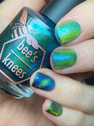 Image provided for Bee's Knees by a paid swatcher featuring the nail polish " In Seeking Life, I Created Death "