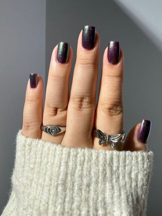 Image provided for Bee's Knees by a paid swatcher featuring the nail polish " Will Self-destruct For Likes "