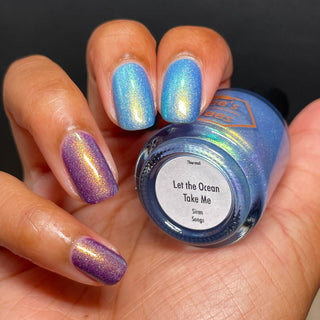 Image provided for Bee's Knees by a paid swatcher featuring the nail polish " Let the Ocean Take Me "