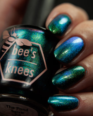 Image provided for Bee's Knees by a paid swatcher featuring the nail polish " The Pond Spirit "