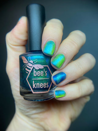 Image provided for Bee's Knees by a paid swatcher featuring the nail polish " In Seeking Life, I Created Death "