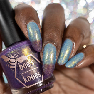 Image provided for Bee's Knees by a paid swatcher featuring the nail polish " Let the Ocean Take Me "