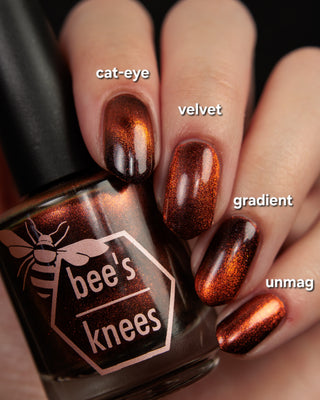 Image provided for Bee's Knees by a paid swatcher featuring the nail polish " The Crown Prince "