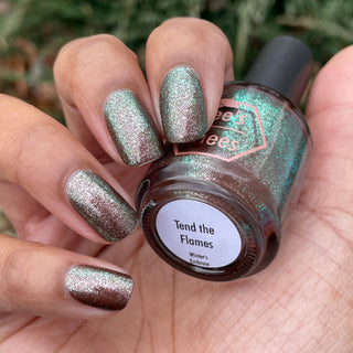 Image provided for Bee's Knees by a paid swatcher featuring the nail polish " Tend the Flames "