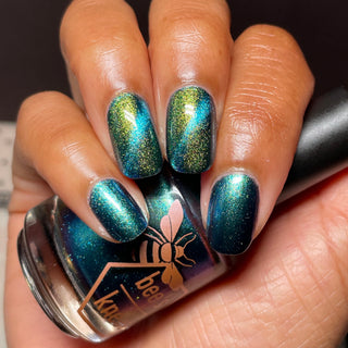 Image provided for Bee's Knees by a paid swatcher featuring the nail polish " The Pond Spirit "