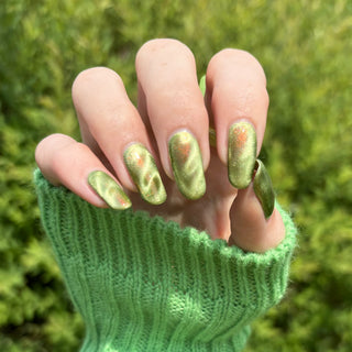 Image provided for Bee's Knees by a paid swatcher featuring the nail polish " This One is Declined "