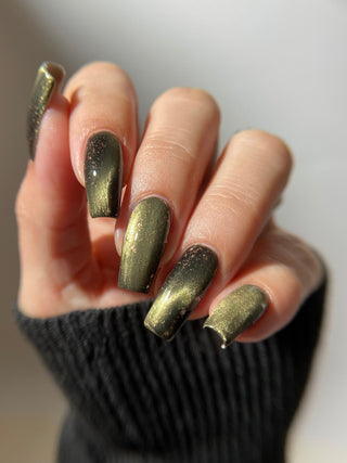 Image provided for Bee's Knees by a paid swatcher featuring the nail polish " Stormfall "