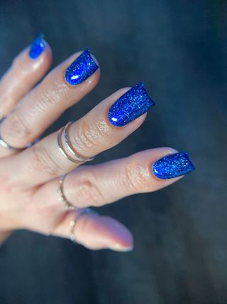 Image provided for Bee's Knees by a paid swatcher featuring the nail polish " Game Playing Deviant "