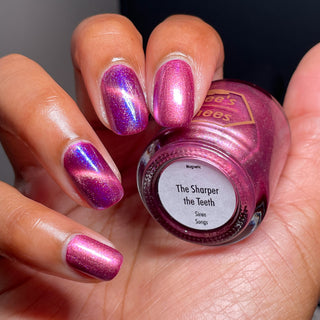 Image provided for Bee's Knees by a paid swatcher featuring the nail polish " The Sharper the Teeth "