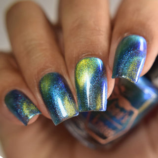 Image provided for Bee's Knees by a paid swatcher featuring the nail polish " In Seeking Life, I Created Death "