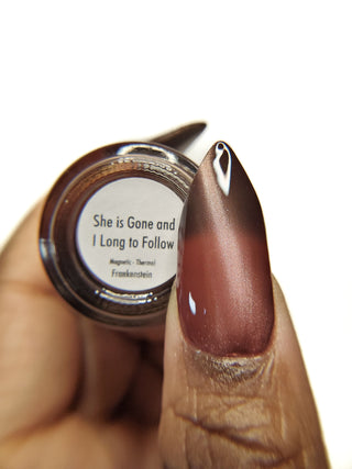 Image provided for Bee's Knees by a paid swatcher featuring the nail polish " She is Gone and I Long to Follow "