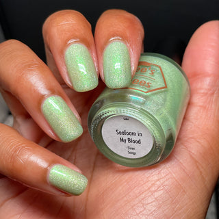 Image provided for Bee's Knees by a paid swatcher featuring the nail polish " Seafoam in my Blood "