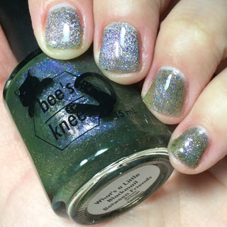 Image provided for Bee's Knees by a paid swatcher featuring the nail polish " What's a Little Blackmail Between Friends "