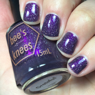 Image provided for Bee's Knees by a paid swatcher featuring the nail polish " Grateful "