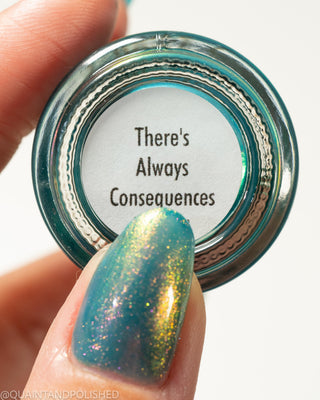 Image provided for Bee's Knees by a paid swatcher featuring the nail polish " There's Always Consequences "