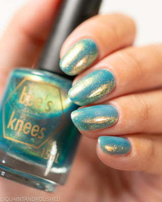 Image provided for Bee's Knees by a paid swatcher featuring the nail polish " There's Always Consequences "