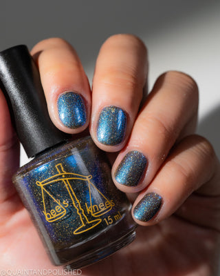 Image provided for Bee's Knees by a paid swatcher featuring the nail polish " Every Accusation is Always a Confession "