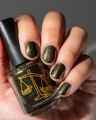 Image provided for Bee's Knees by a paid swatcher featuring the nail polish " Thank You for Choosing Me "