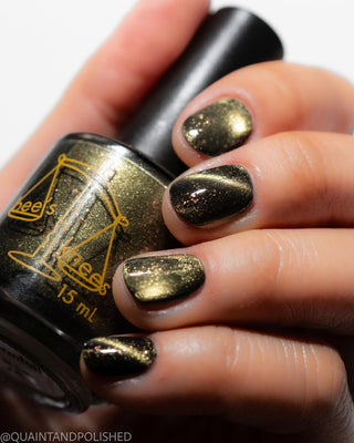 Image provided for Bee's Knees by a paid swatcher featuring the nail polish " Stormfall "