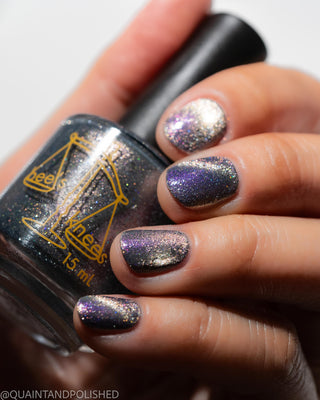 Image provided for Bee's Knees by a paid swatcher featuring the nail polish " True Power Lies in the Shadows "