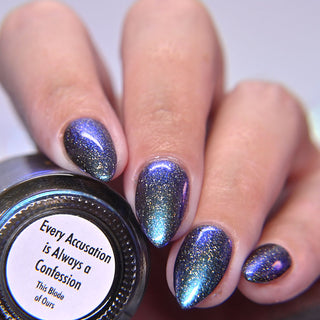 Image provided for Bee's Knees by a paid swatcher featuring the nail polish " Every Accusation is Always a Confession "