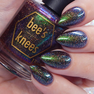 Image provided for Bee's Knees by a paid swatcher featuring the nail polish " God of Idiocy "