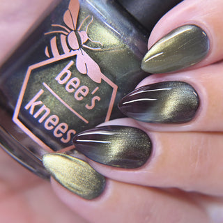 Image provided for Bee's Knees by a paid swatcher featuring the nail polish " The Horror of the Truth "