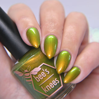 Image provided for Bee's Knees by a paid swatcher featuring the nail polish " The Spirit of the Forest "