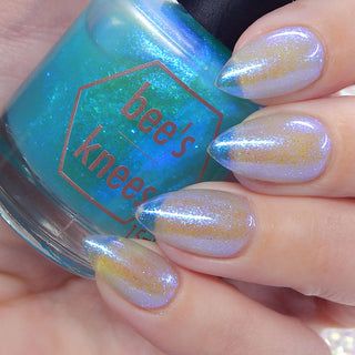 Image provided for Bee's Knees by a paid swatcher featuring the nail polish " Youth "