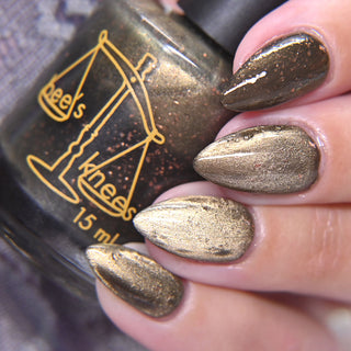 Image provided for Bee's Knees by a paid swatcher featuring the nail polish " Stormfall "