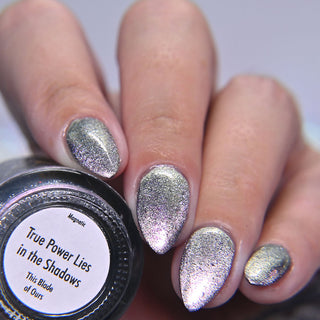 Image provided for Bee's Knees by a paid swatcher featuring the nail polish " True Power Lies in the Shadows "
