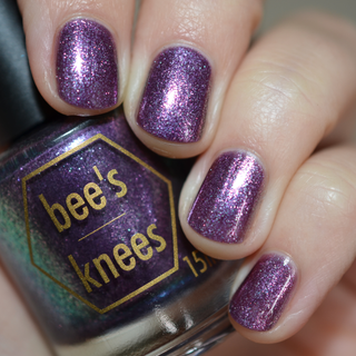 Image provided for Bee's Knees by a paid swatcher featuring the nail polish " Nevermore "