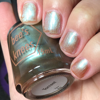 Image provided for Bee's Knees by a paid swatcher featuring the nail polish " Torrent "
