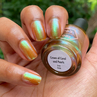 Image provided for Bee's Knees by a paid swatcher featuring the nail polish " Crown of Coral and Pearls "