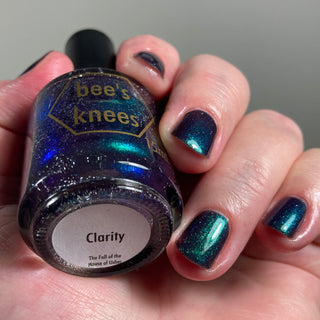 Image provided for Bee's Knees by a paid swatcher featuring the nail polish " Clarity "