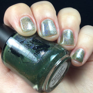 Image provided for Bee's Knees by a paid swatcher featuring the nail polish " What's a Little Blackmail Between Friends "
