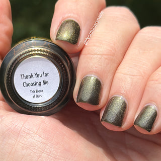 Image provided for Bee's Knees by a paid swatcher featuring the nail polish " Thank You for Choosing Me "