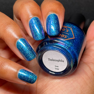 Image provided for Bee's Knees by a paid swatcher featuring the nail polish " Thalassophilia "