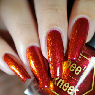 Image provided for Bee's Knees by a paid swatcher featuring the nail polish " Lies Are Comforting "