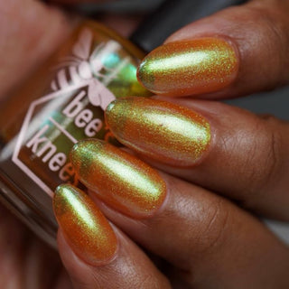 Image provided for Bee's Knees by a paid swatcher featuring the nail polish " Crown of Coral and Pearls "