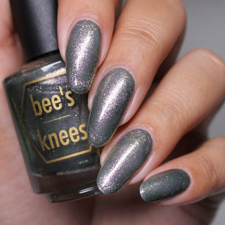 Image provided for Bee's Knees by a paid swatcher featuring the nail polish " Denial "