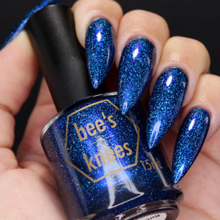 Image provided for Bee's Knees by a paid swatcher featuring the nail polish " Game Playing Deviant "