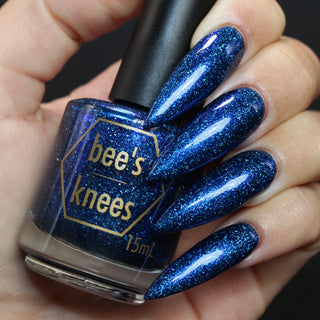 Image provided for Bee's Knees by a paid swatcher featuring the nail polish " Game Playing Deviant "