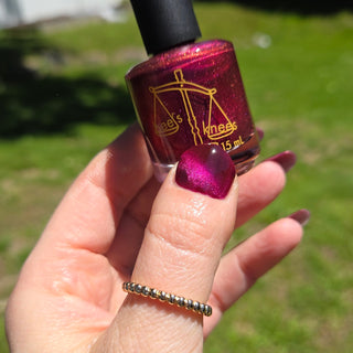 Image provided for Bee's Knees by a paid swatcher featuring the nail polish " What is Devotion Without Love? "