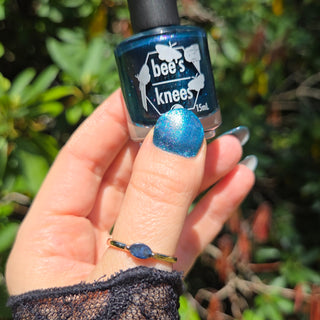 Image provided for Bee's Knees by a paid swatcher featuring the nail polish " Even Death Bears its Flowers "